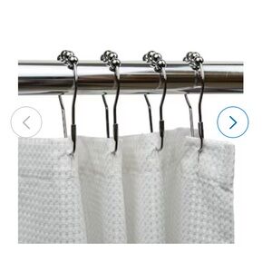 Classic White Waffle Shower Curtain with Metal Hooks